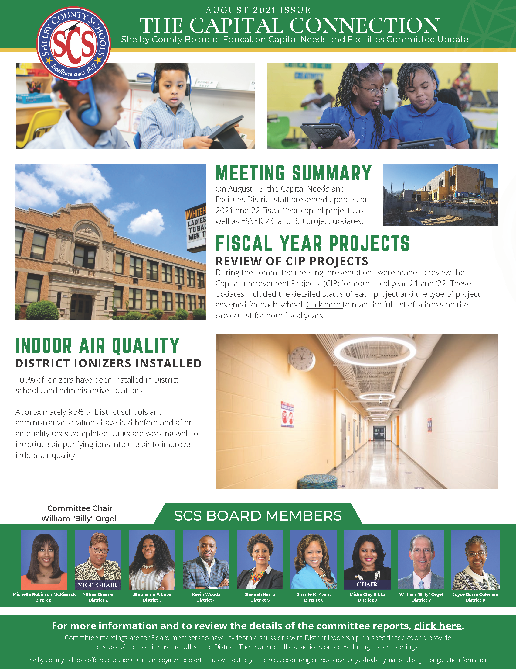 The Capital Connection (Capital Needs and Facilities Committee Newsletter) August 2021 Updated